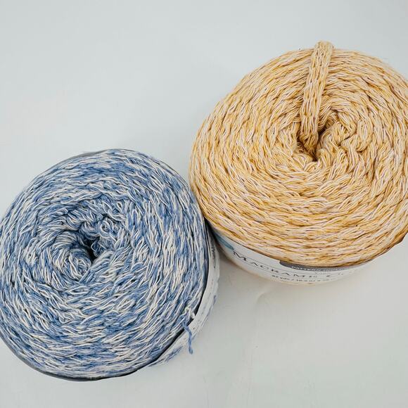 2 Macrame Colors Yarn by Loops and Threads Cornflower Blue Marl Yellow Marl - Picture 7 of 7